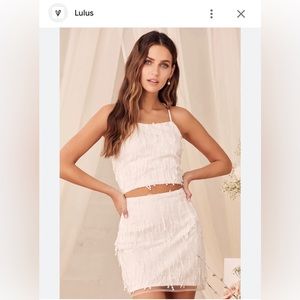 White Two Piece Lulu’s Fringe Set